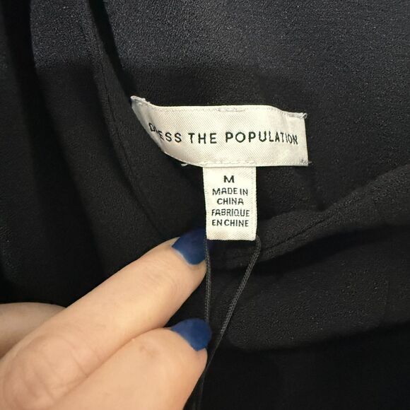 Dress The Population Tiffany One Shoulder Crepe Midi Dress - Black M - Picture 7 of 11